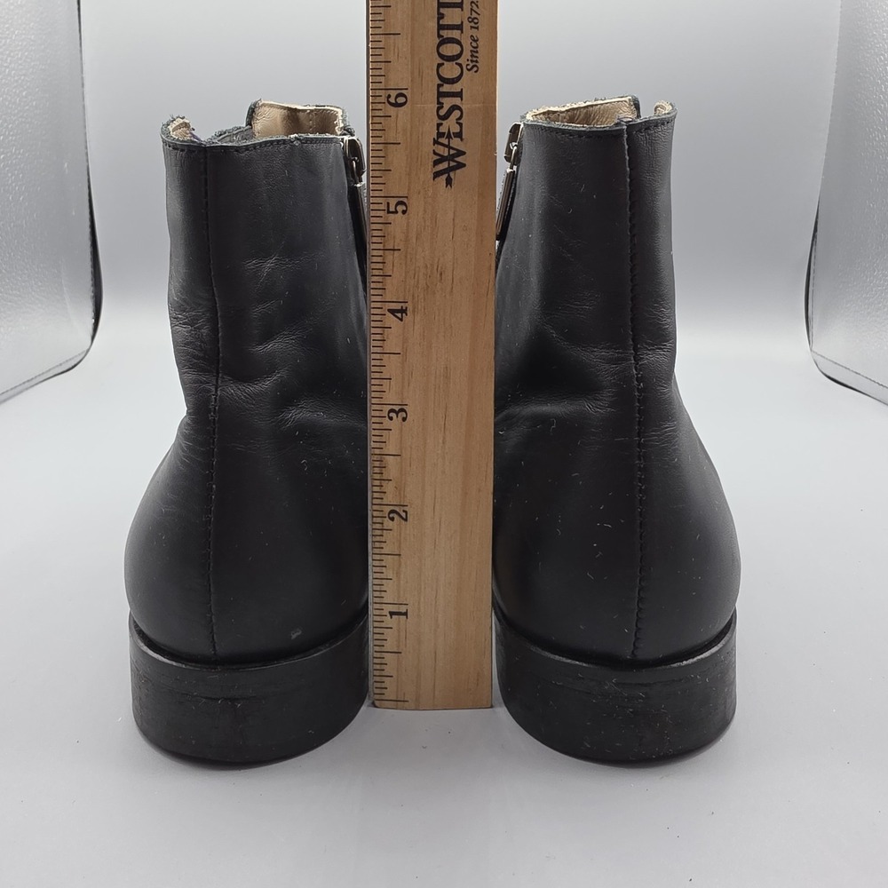 Italeau Booties Womens 38.5 Black Leather Italian Almond Toe - Picture 10 of 12